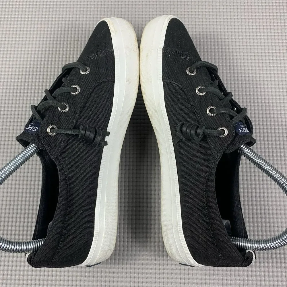 Sperry Women’s Crest Vibe Sneakers Shoes Linen Black Sts99251 US Size 6